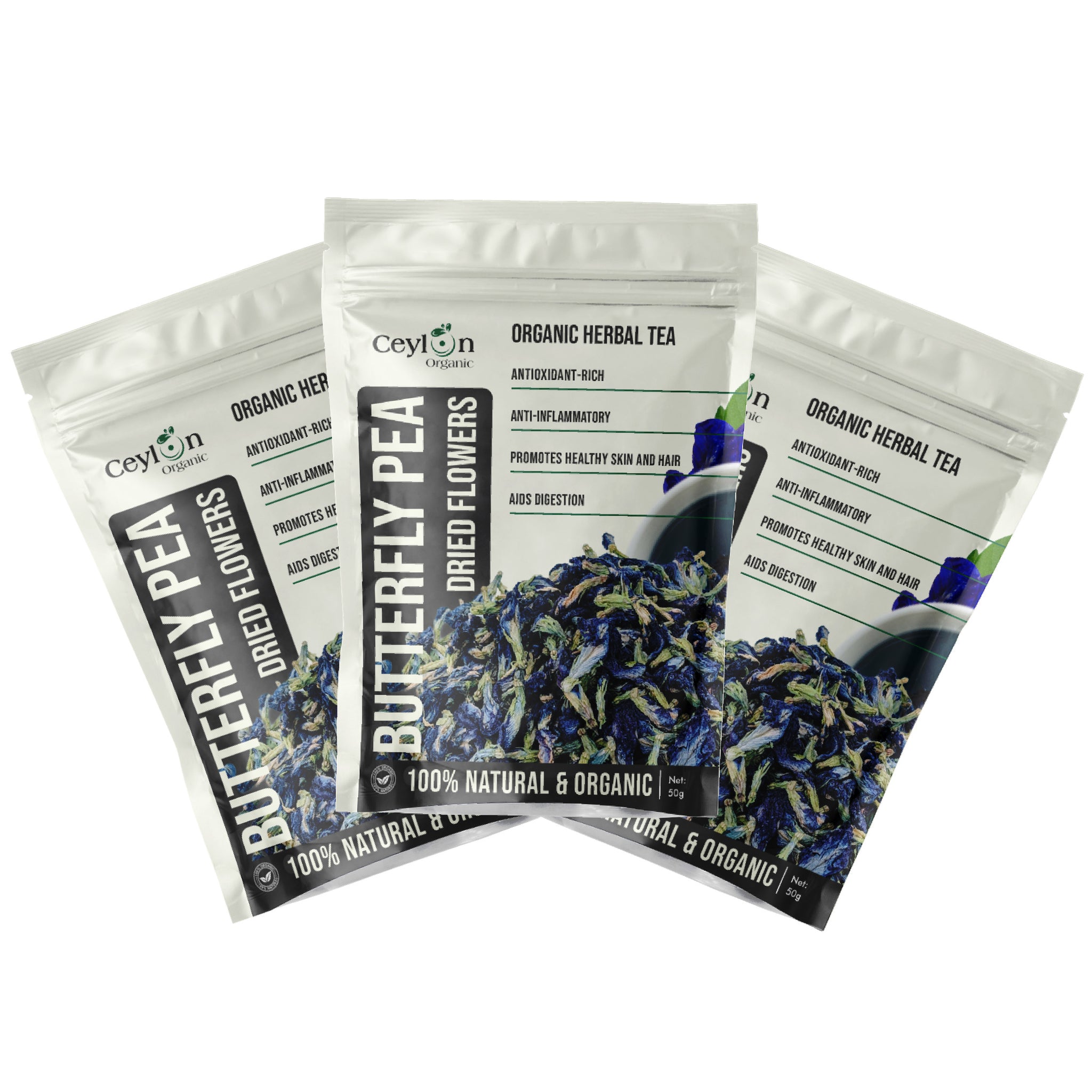Dried Blue Butterfly Pea Flowers (50g) - TRIO PACK
